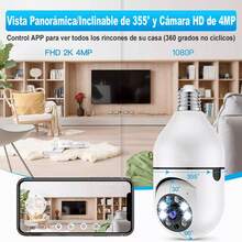 Cámara HD 1080P Cámara de Inalámbrica WiFi, Cámara Inalámbrica WiFi 2MP de 360° A Todo Color con Visión Nocturna Audio Bidireccional Detección de Movimiento con Alerta - Blanco - Ver 8