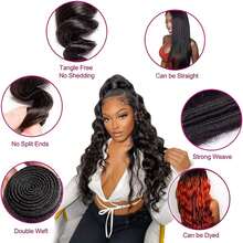 MENALUE Brazilian Loose Wave Hair Bundles With Closure (14 16 18 +12) 3 Bundles With 4x4 Lace Closure Free Part Virgin Remy Hair Brazilian Weave Human Hair Loose  Wave Human Hair Extensions - Natural Black - Xem 6