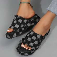 Sandals For Women Breathable Thick Sole Design Non Slip Everyday - màu đen - Xem 10