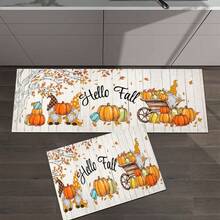 1pc Harvest Season Pattern Rug, Polyester Drainage Mat, Suitable For Kitchen, Living Room, Entrance, Balcony, Home Decor, Anti-Stain, Cafe, Bar, Holiday, Party, Bedroom, Bathroom Decor