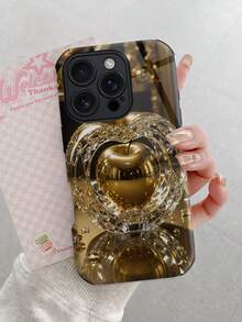 WeiMi 1pc 2025 New Crystal Glass Apple Transparent & Beautiful Pattern Anti-Fall Anti-Slip Anti-Shock Soft & Durable TPU+PC Hybrid Full Edge Glossy Phone Case Compatible With Apple Phones - Multicolor - View 3