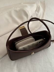 New Luxury Solid Color Versatile Women Shoulder Bag - Coffee - View 9