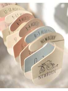 8 件套木制婴儿衣柜隔板彩色婴儿房装饰婴儿衣服隔板适用于衣柜衣架整理器适用于男童女童衣柜（新生儿至 24 个月以上），衣柜双面木质衣架分隔器婴儿服装整理器，婴儿洗澡礼物房间装饰 - 彩色 - 查看 1