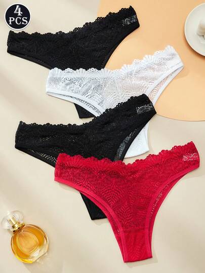 4'lü Set Seksi Kadın Tangası Şeffaf Kadın Külotu Düşük Bel İç Çamaşırı Düz Renk G-String Kadın Tangası Nefes Alabilir Baştan Çıkarıcı İç Çamaşırı