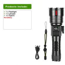 超强LED手电筒高流明6档带COB侧灯防水伸缩变焦应急灯户外露营钓鱼维修夜间徒步和骑行灯 - 黑色 - 查看 13