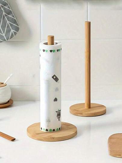 1pc Wooden Paper Towel Holder,Kitchen Paper Towel Dispenser, Paper Towel Holder Countertop,Bamboo Paper Towel Roll Holder,Napkin Stand On The Desk,Kitchen Towel Rack,Tissue Rack For Kitchen,Dining Room,Restaurant,Plastic Wrap Holder,Table Top Items,Kitchen Storage,Organizer,Standard Roll Holder For Cabinet,Stand With Anti-Skid Base