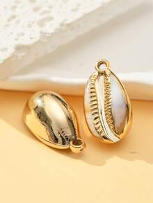 5/20pcs/10pcs 18-20mm Fashion Charm Natural Shell Electroplated Gold Oval Pendant Beads, Summer Ocean Shell Pendant, Loose Spacer Beads For Bracelet Necklace Jewelry Making DIY Craft Accessories