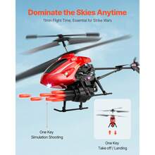 RC Helicopter, 2.4GHz Flying Remote Control Helicopter With Shooting Mode, 3.5 Channel RC Airplane For Kid, Altitude Hold, One-Key Take Off/Landing & LED Lights, Toys For Kids Ages 14 And Up - Đỏ - Xem 2