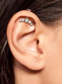 1 pieza Pendiente de cartílago con rosca interna, joya corporal con piercing de titanio G23 de 16G con un solo cristal de circonita vertical redondo