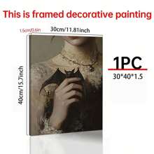 1 buc cadru opțional retro gotic întunecat liliac poster, pictură în ulei pentru fată cu liliac, artă murală pe pânză impermeabilă, artă murală cadou, living, dormitor, baie, birou, coridor, bucătărie decorare casă decorare Halloween decorare toamnă decorare cameră decorare.