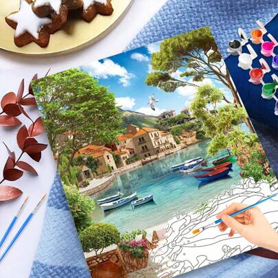 Paint By Number For Adults DIY Acrylic Paint By Numbers Kits On Canvas Tree Lake Drawing Colorful Handiworks Artwork For Beginner Without Frame 16 X 20 Inch Acrylic Paint Kits By Numbers Acrylic Kits