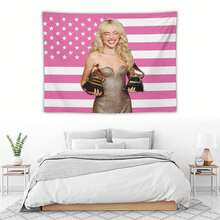 Sabrina Themed American Flag Pink Tapestry Wall Decoration - Vintage Chic Home Decor For Living Room, Bedroom, Or Office - High-End Printed Design, Fashionable Layout - Perfect Gift For Any - Pink - View 6