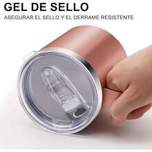 Termo para Cafe de Acero Inoxidable 400ml, Termo Taza para Café con Tapa Hermética, Pajita y Cepillo de Limpiezar, Taza Termica Frio y Caliente Portátil Vaso de Viaje para Cafe, Té, Agua y Una Variedad de Bebidas (oro rosa) - Verde oscuro - Ver 12