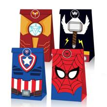 Marvel 4 pièces, Sac cadeau Superhéros Spider Man Iron Man, Sac à bonbons thème bandes dessinées, Sac de décoration pour fête d'anniversaire et vacances, Fournitures de fête, Convient pour cadeaux d'anniversaire, Halloween, Noël, cadeaux de remise des diplômes et cadeaux de fête des vacances (styles aléatoires)