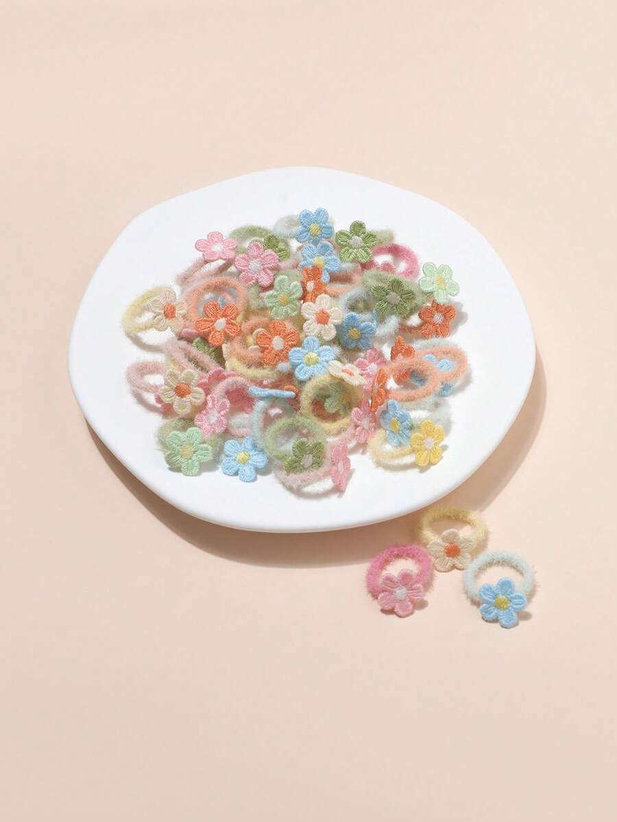 50条/包超可爱婴儿彩色弹力发带，适合所有季节的婴儿