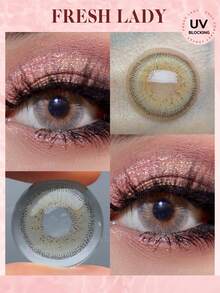 FRESH LADY 1 副自然棕色隐形眼镜月光软性隐形眼镜 14.20 毫米适合日常佩戴美瞳年度一次性万圣节服装角色扮演