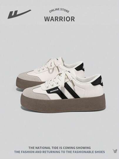 WARRIOR Women's Lace-Up Platform Sneakers, Thick Sole Elevator Shoes, Unique Versatile Lightweight Non-Slip Casual Outdoor Low-Top Shoes