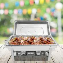 Bazargame 2.38Gal Large Capacity Single Compartment Dining Stove, Stainless Steel Heating Container With Fuel Rack, 24.4 * 13.38 * 12.2 Inches, Suitable For Buffet And Party - Silver - View 1