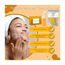 Turmeric Wash And Care Three PieceSet, Turmeric Tablets, TurmericCleansing Mousse, Turmeric SoapFacial Cleansing Skincare FacialCleansing Cleanser - xà phòng - Xem 7