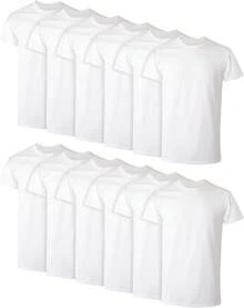 Mens Undershirt Packs, Soft Cotton Stay-Tucked Undershirts, Multipacks In White/Black/Assorted, Men's Undershirts - White - 12 Pack - View 8