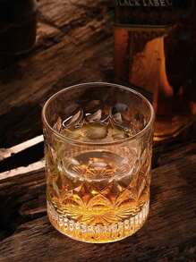 1 pezzo Bicchiere da whisky intagliato, bicchiere vintage, bicchiere per bevande forti di tipo a tamburo, bicchiere da bar con rilievi, bicchiere da bere con base pesante, bicchiere da cocktail vintage per bourbon, scotch, superalcolici, acqua, succhi, essenziale per il bar di casa, regalo per adulti, uomini e donne, regalo di Ognissanti