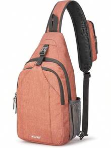 Mochila bandolera con bloqueo RFID, bandolera para senderismo, viajes - Naranja Claro - Ver 13