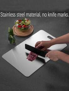 1pc High-Quality Double-Sided Stainless Steel Cutting Board - Reinforced Durable, Anti-Mold, Suitable For Kitchen And Dining, Easy To Clean With Water, Hygienic