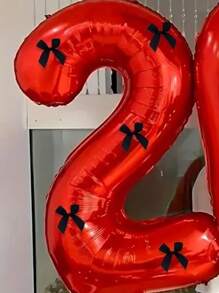 6 件 40 英寸巨型红色数字带黑色蝴蝶结数字气球红色气球数字生日装饰 1 2 3 4 5 6 7 8 9 数字派对庆祝装饰毕业典礼婚礼婴儿洗礼周年派对 - 彩色 - 查看 14