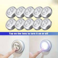 5pcs Wireless LED Round Push Lights, Battery Rechargeable, Adhesive Back, Portable & Easy Installation, Suitable For Hallway, Bathroom, Bedroom, Kitchen, Cabinet, Stairs Home Decor