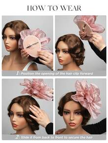 3Pcs Fascinators Hats And Lace Gloves Set For Women Tea Party Hat And Gloves Set For Cocktail, Wedding, Fancy Dress Party - 香檳色 - 查看 6