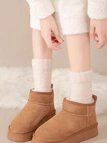 1/3/6 perechi de șosete îngroșate din fleece coral pentru femei, șosete lungi cu căptușeală caldă pentru iarnă, potrivite pentru -40°C, șosete de somn pufoase - Multicolor - Vizualizare 3