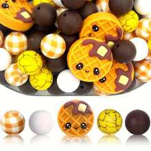 5/25pcs Silicone Bead Waffle Grid Element Silicone Beads, Gingerbread Man Cookie Silicone Beads, Suitable For Jewelry Decoration Beads, Earrings, Necklaces, Bags, Pens, Phone Chains, Makeup Brushes, Keychains And Other DIY Sets, Suitable For Mother's Day, Father's Day, Holiday, Birthday Gifts - Waffle Series - View 17