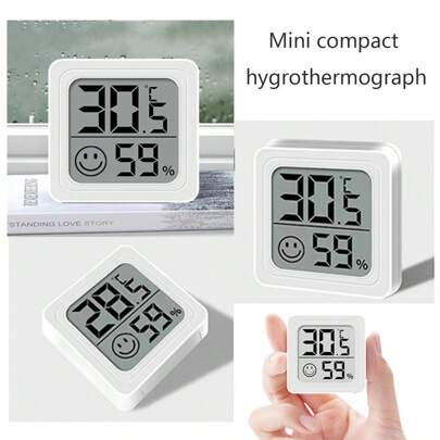 1/2/3/4 piezas Termómetro digital mini e higrómetro, monitor de temperatura y humedad interior con pantalla, color blanco