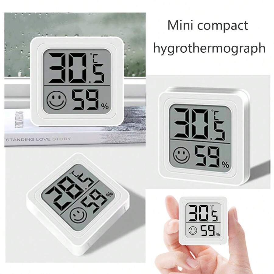 1/2/3/4个装迷你数字温湿度计，室内温湿度监测器，带显示屏，白色