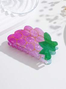 1 件可爱卡通水果紫葡萄大发夹，清新夏日百搭亚克力发夹，防滑坚固时尚头饰，适合浓密厚实的头发，适合节日、派对、日常使用和礼物发饰女爪夹秋季配饰秋冬度假装女 - 紫色 - 查看 2