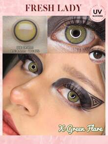 FRESH LADY 1副自然绿色眼部颜色软性隐形眼镜 X-Green Flare 14.00mm 日抛型美瞳，年抛型 - 綠色 - 查看 9