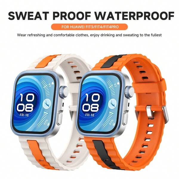 Zweifarbiges Silikonarmband kompatibel mit Huawei Watch Fit 4 Pro Sportarmband, Armband kompatibel mit Huawei Watch Fit 4 Fit3 Zubehör