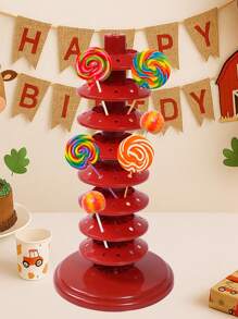 1pc, Adjustable Multi-Tier Red Lollipop Stand, Red Plastic Candy Display Holder With Tree-Shaped Design, Multi-Level Insertion & No Electricity Needed For Kitchen, Christmas Theme Party Table Centrepieces Lollipop Display Stand, Dining Room Decor, Candy Bar Supplies, Birthday & Wedding Parties, Candy And Snacks, Party Dessert Station, Christmas Festival Decor Item, Sturdy Construction
