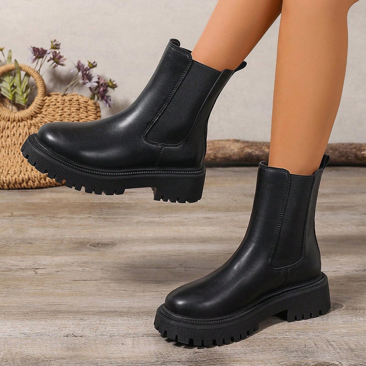 Botas de mujer para otoño/invierno 2025, botas casuales versátiles de moda, botas Chelsea de tobillo, zapatos de mujer tipo slip-on, botas de invier
