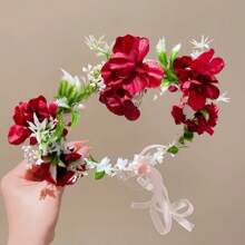 Girls Flower Crown Birthday Photo Pops Hair Wreath Holiday Festival Floral Headpiece