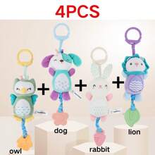 Cute Animal Fabric Soft Plush Hanging Ornaments, Car Hanging, Bed Hanging, Makes Baby Sounds, Baby Toy, Baby Teether Chime, Multiple Options