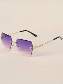 1pc/2pcs/3pcs Square Frameless Photogenic Edged Decorative Fashion Glasses - Ombre - View 17