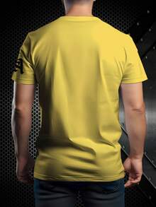 Men's Light Pink Quick-Dry Breathable Short Sleeve Crew Neck T-Shirt With "Los Angeles" Graphic Print - Perfect For Outdoor Sports - Multicolor - View 2