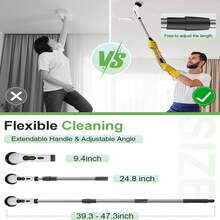 2025 Electric Rotary Scrubber, Rechargeable Cleaning Brush, Shower Scrubber With 9 Brush Heads, 2H Power 2-Speed, Adjustable Extended Handle, IPX7 Waterproof For Tubs Tile Floors Cars, White Easter Gift - 白色 - 查看 5