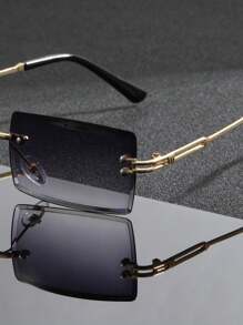 一副高级复古金属无框方形时尚男士眼镜，适合所有季节，时尚百搭，日常佩戴，街头风，T台走秀，户外活动，骑行，驾驶，旅行，海滩度假，假日休闲，附赠清洁布 - 彩色 - 查看 11