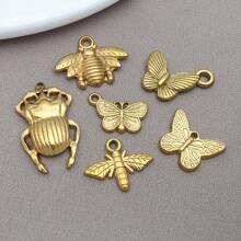 2pcs Gold Stainless Steel Butterfly Bee Charms Metal Flying Incests For Jewelry Making Charms Bracelets Necklaces Crafts Crafting Accessories