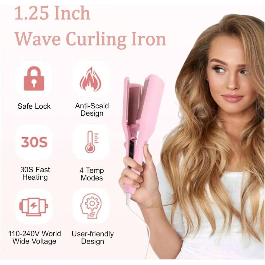32mm Egg Roll Curling Iron, Pink - Pink - View 1