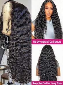 Water Wave Lace Front Wigs Human Hair 13x4 Transparent Lace Frontal Curly Wigs For Women Human Hair 180% Density Wigs Human Hair Pre Plucked With Baby Hair Natural Color