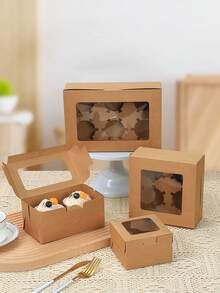 4pcs/8pcs 2/4/6/8/12 Cupcake Boxes With Clear Window, Muffin Cups, Pastry, Dessert, Afternoon Tea, Mousse Cake, Bakery Packaging - Multicolor - View 7