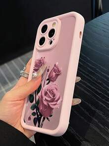 1 pieza Nuevo estuche de teléfono transparente a prueba de caídas con rosa púrpura chapada en metal, compatible con iPhone 17/17 Air/17 Pro/17 Pro Max/16 Pro Max/16 Pro/16/13 Pro Max/12 Pro Max 11, 15 Pro Max, 14 Pro Max, estuche de teléfono a prueba de golpes y caídas de TPU transparente grueso, versión internacional, no la versión nacional - Rosa - Ver 4